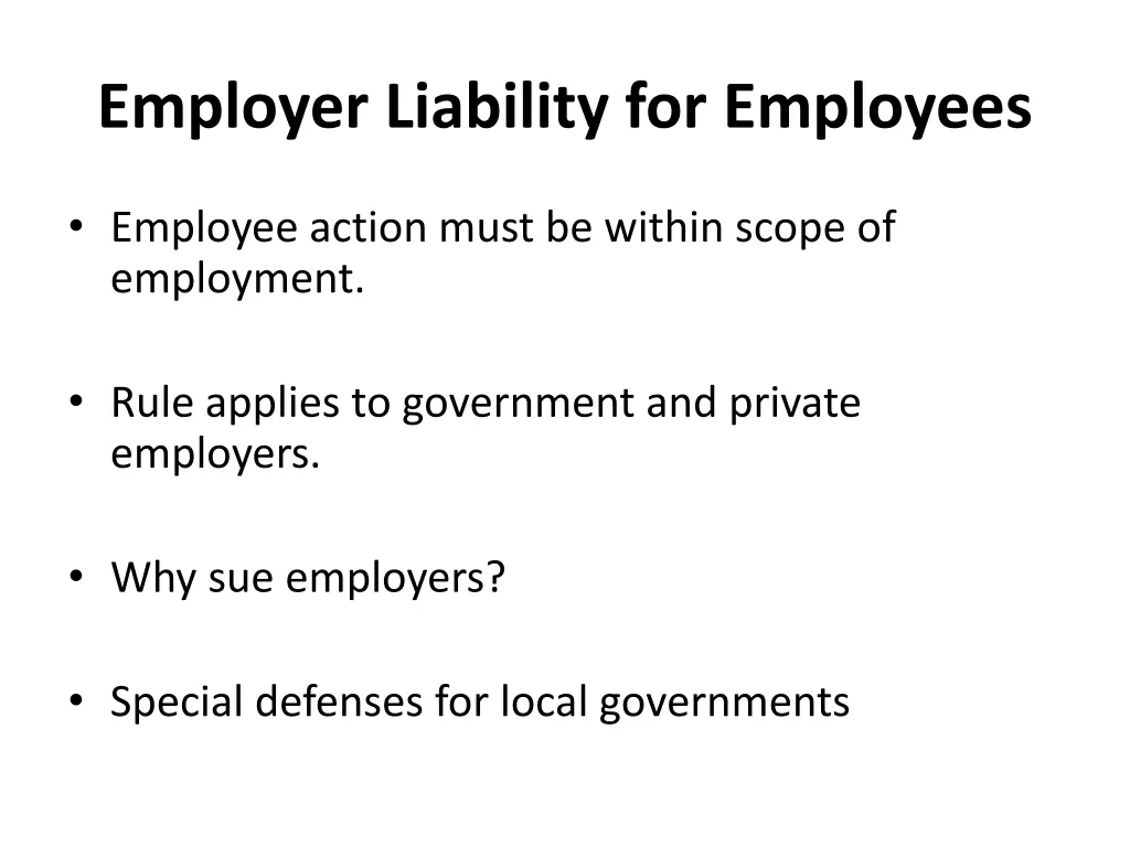 employer liability for employees