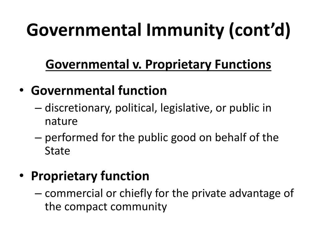 governmental immunity cont d 1