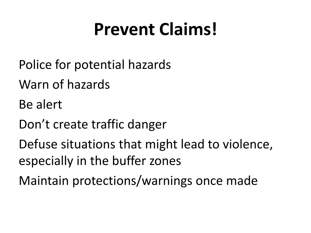 prevent claims