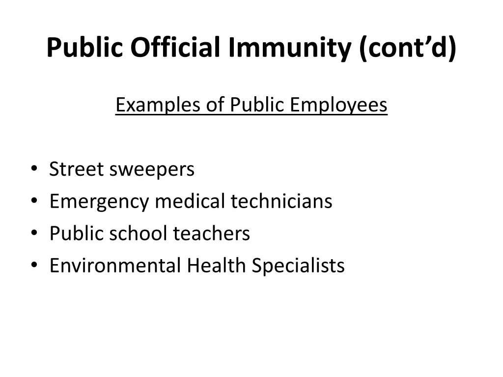 public official immunity cont d 2