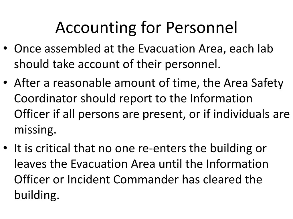 accounting for personnel once assembled