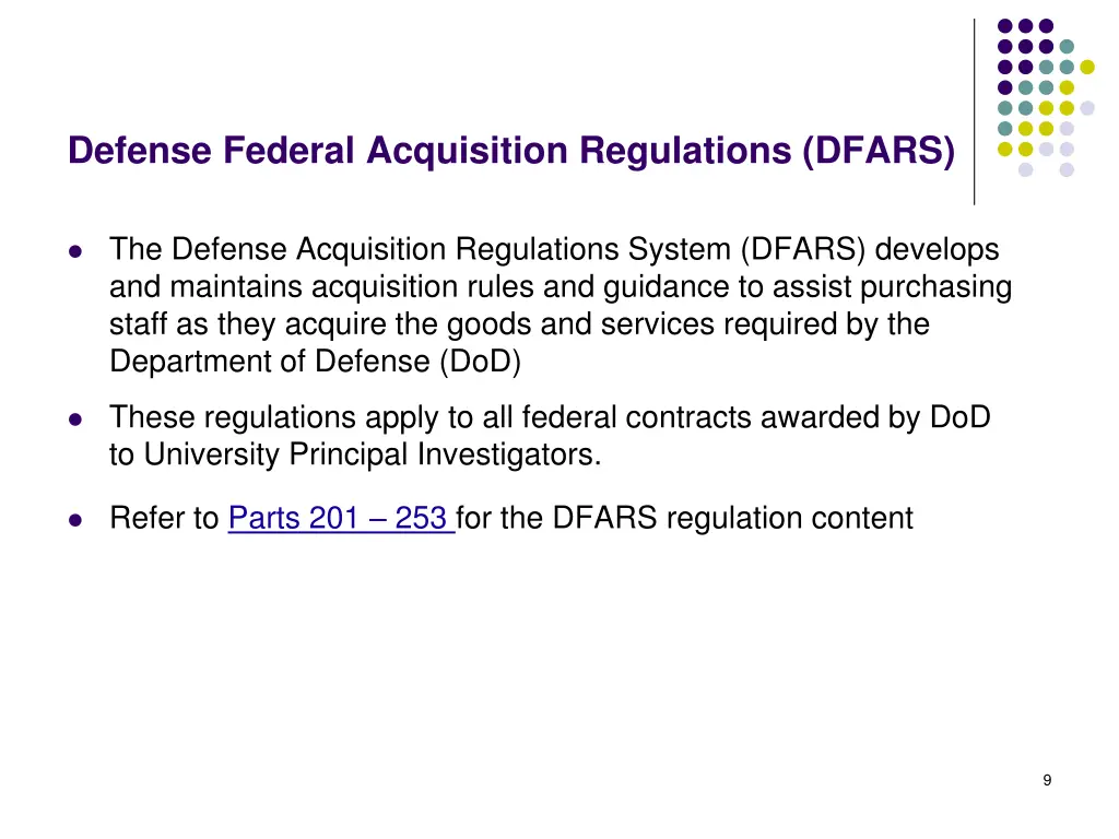 defense federal acquisition regulations dfars
