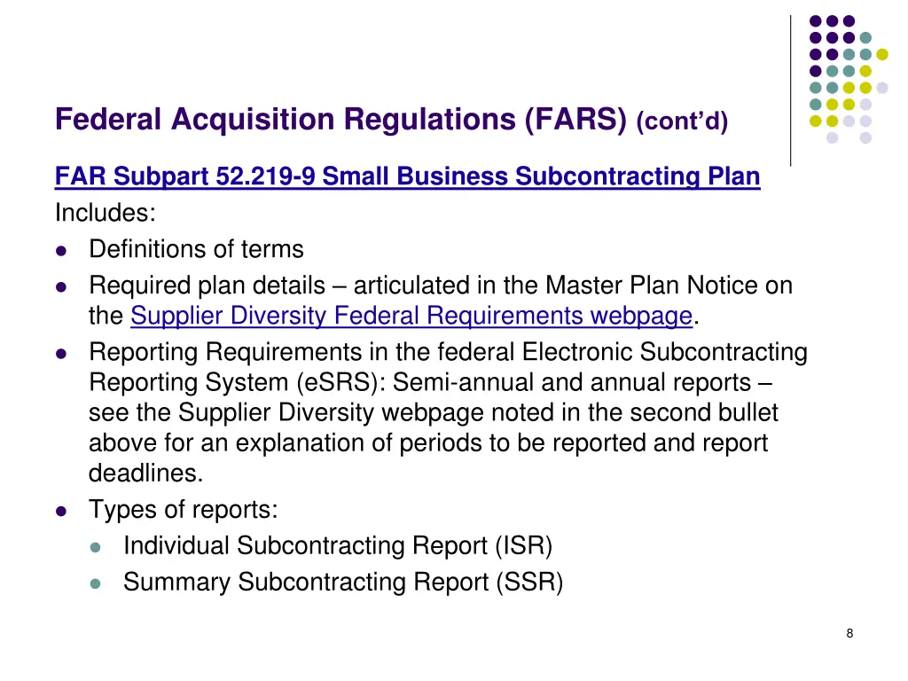 federal acquisition regulations fars cont d 1