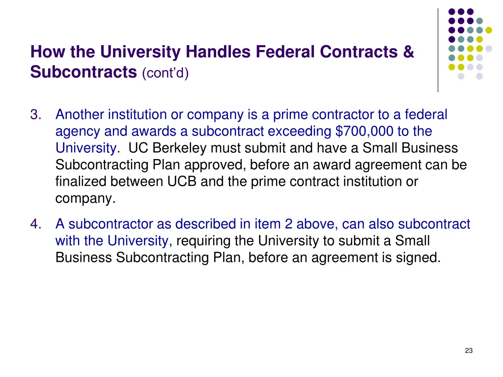 how the university handles federal contracts 1