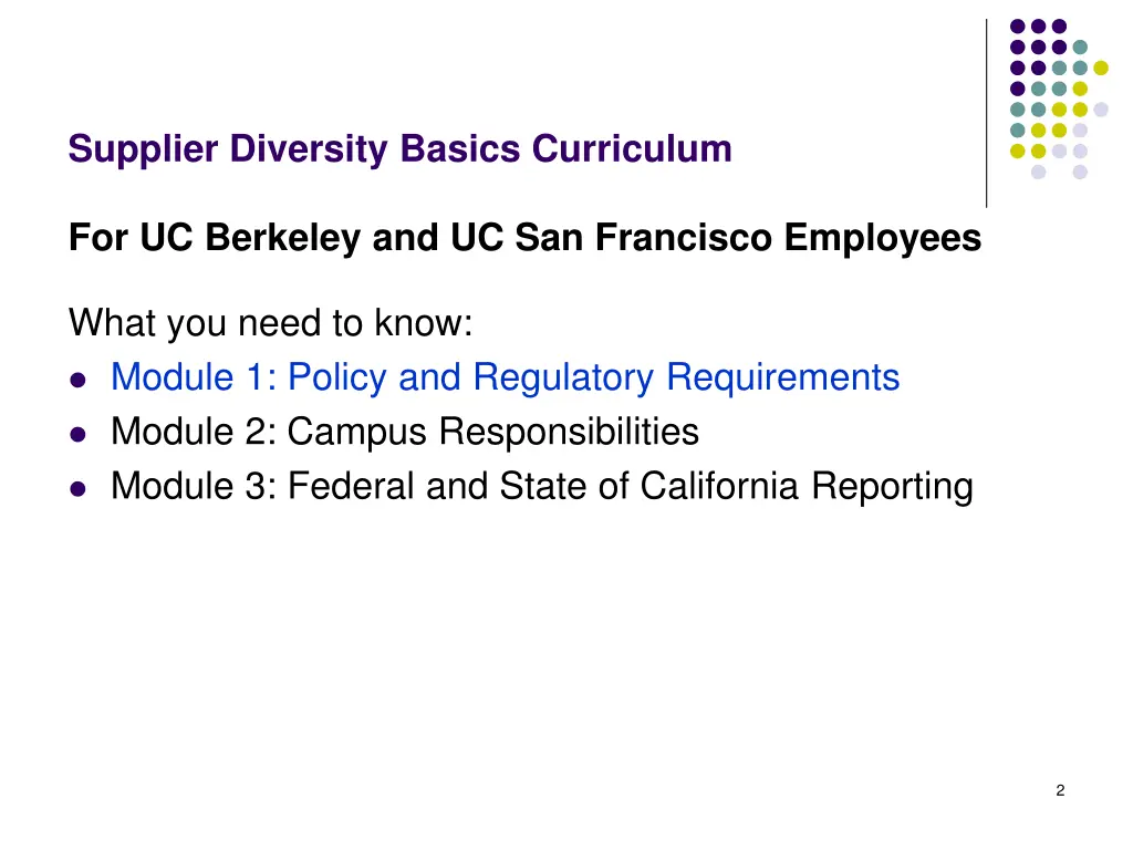supplier diversity basics curriculum