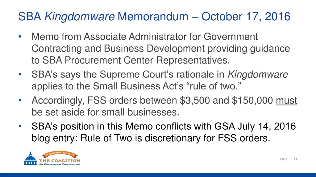 sba kingdomware memorandum october 17 2016