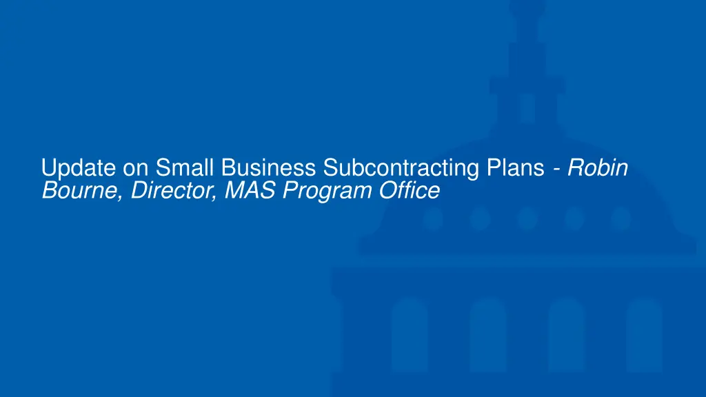 update on small business subcontracting plans