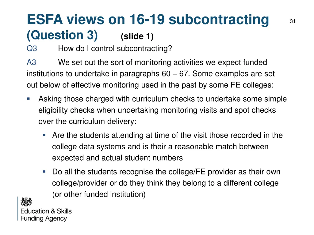 esfa views on 16 19 subcontracting question 2