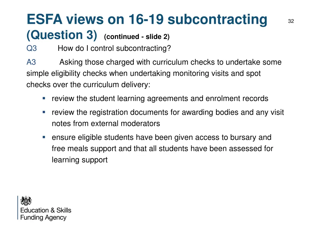 esfa views on 16 19 subcontracting question 3