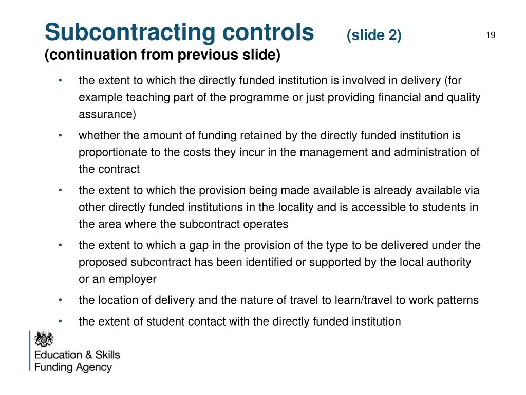 subcontracting controls slide 2 continuation from