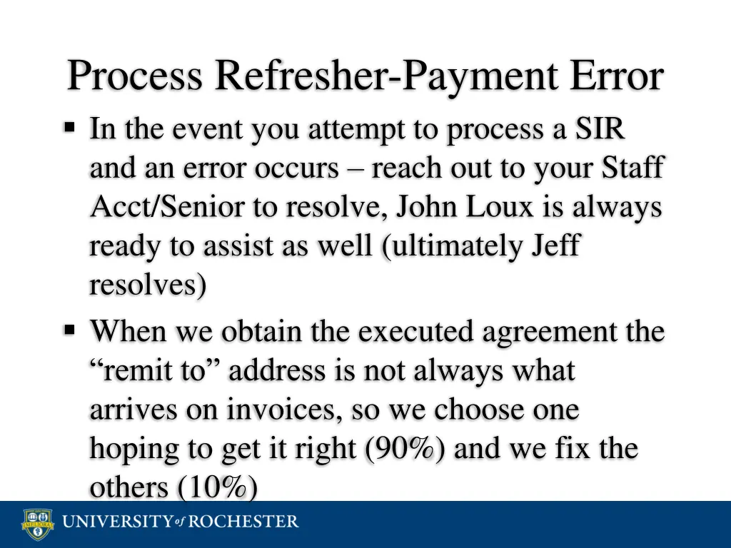 process refresher payment error in the event