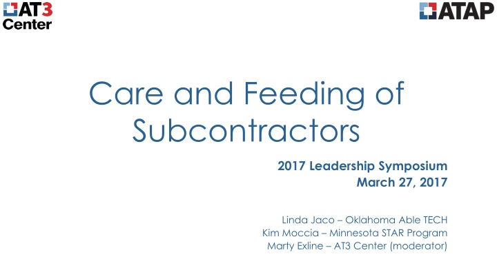 care and feeding of subcontractors