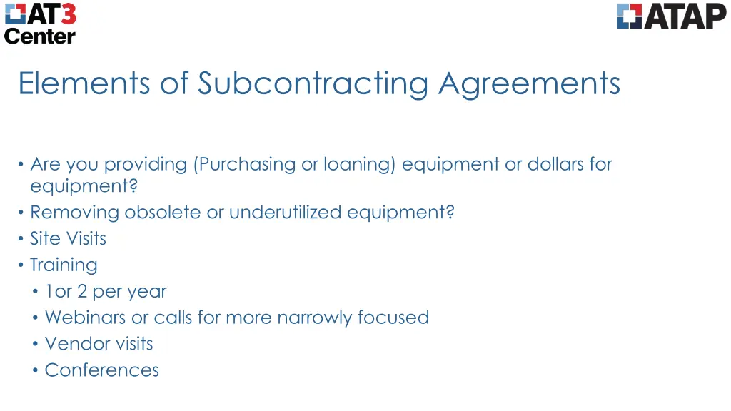 elements of subcontracting agreements 2