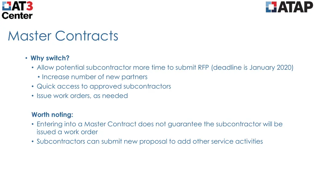 master contracts
