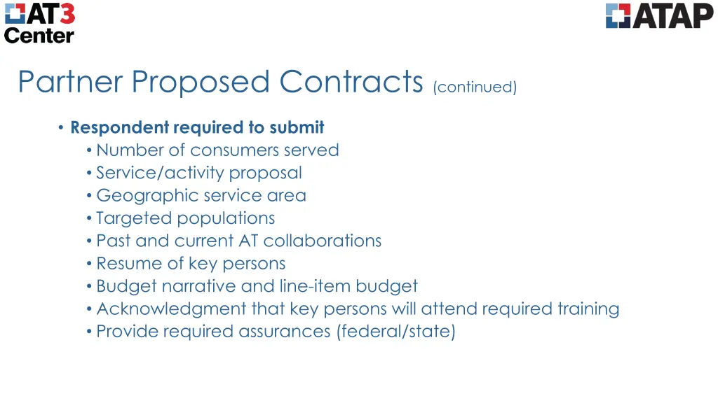 partner proposed contracts continued