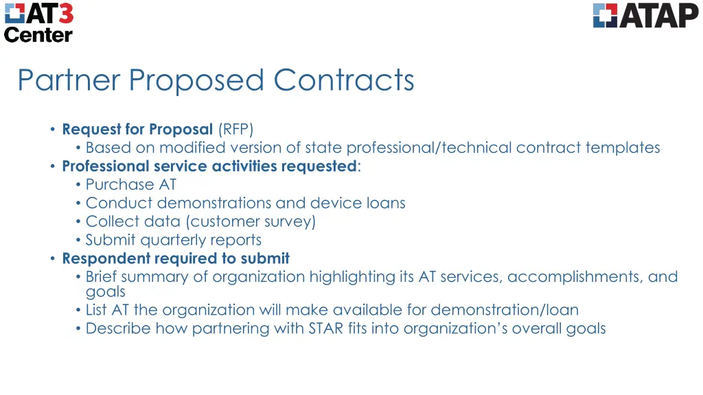 partner proposed contracts