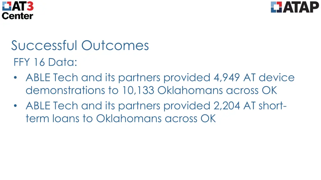 successful outcomes ffy 16 data able tech