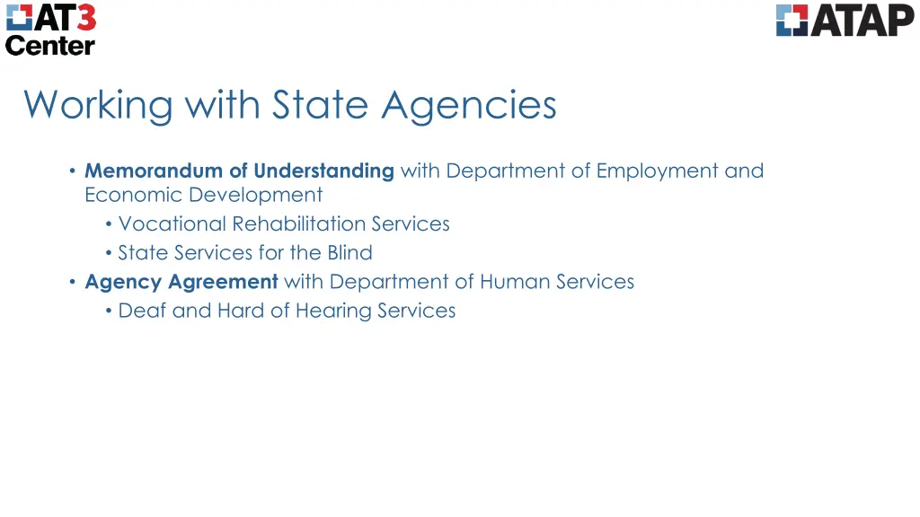 working with state agencies