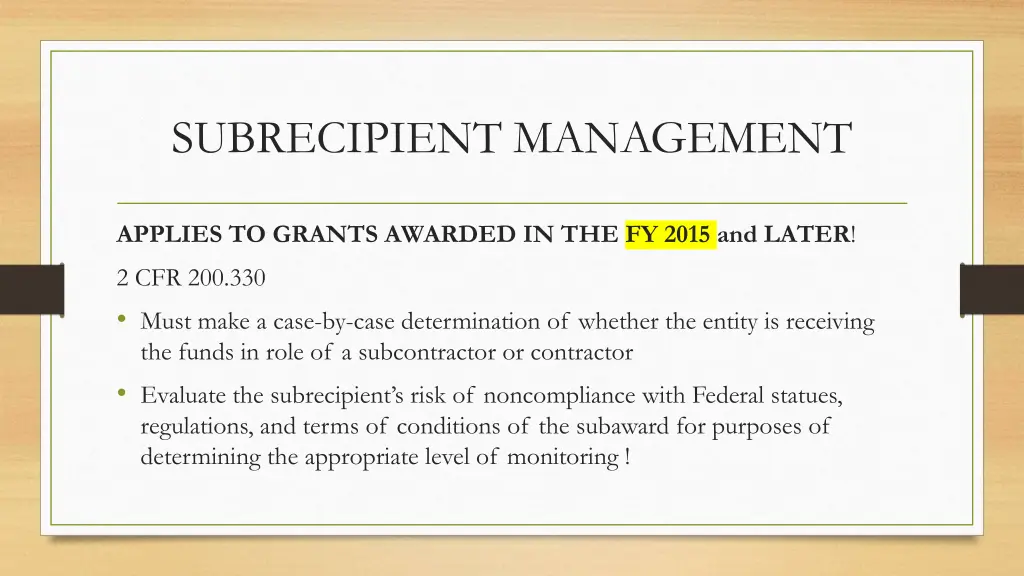 subrecipient management 1