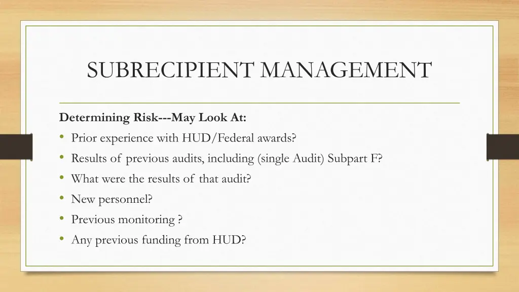 subrecipient management 2