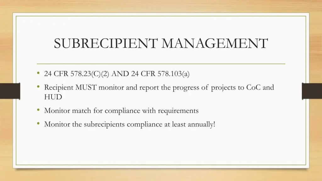 subrecipient management