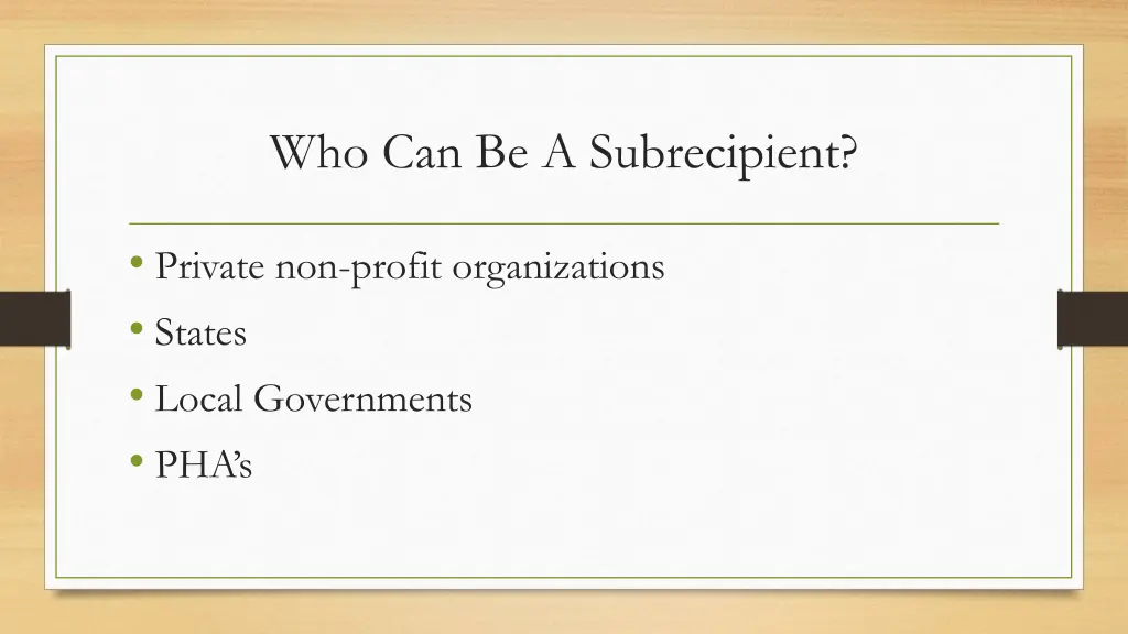 who can be a subrecipient