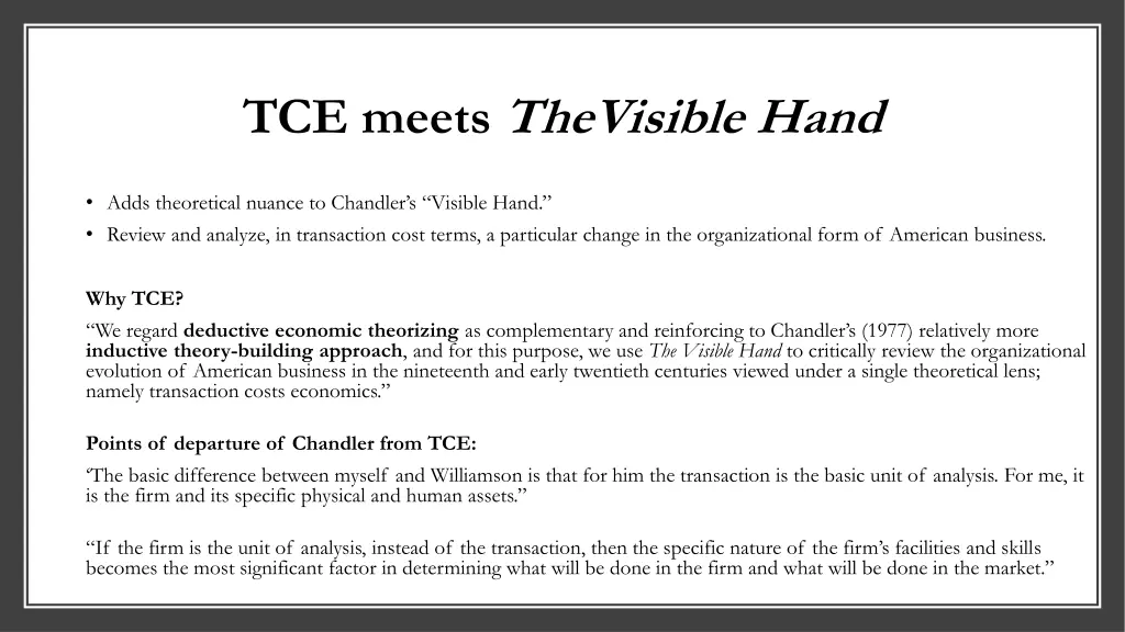tce meets thevisible hand