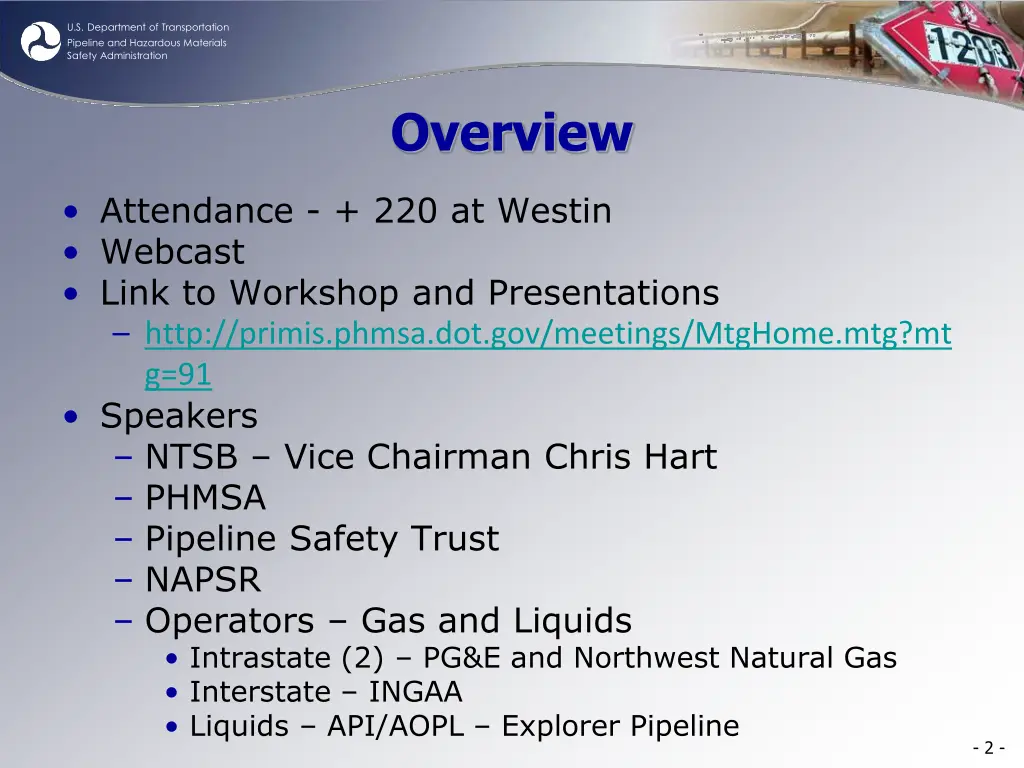 u s department of transportation pipeline 1