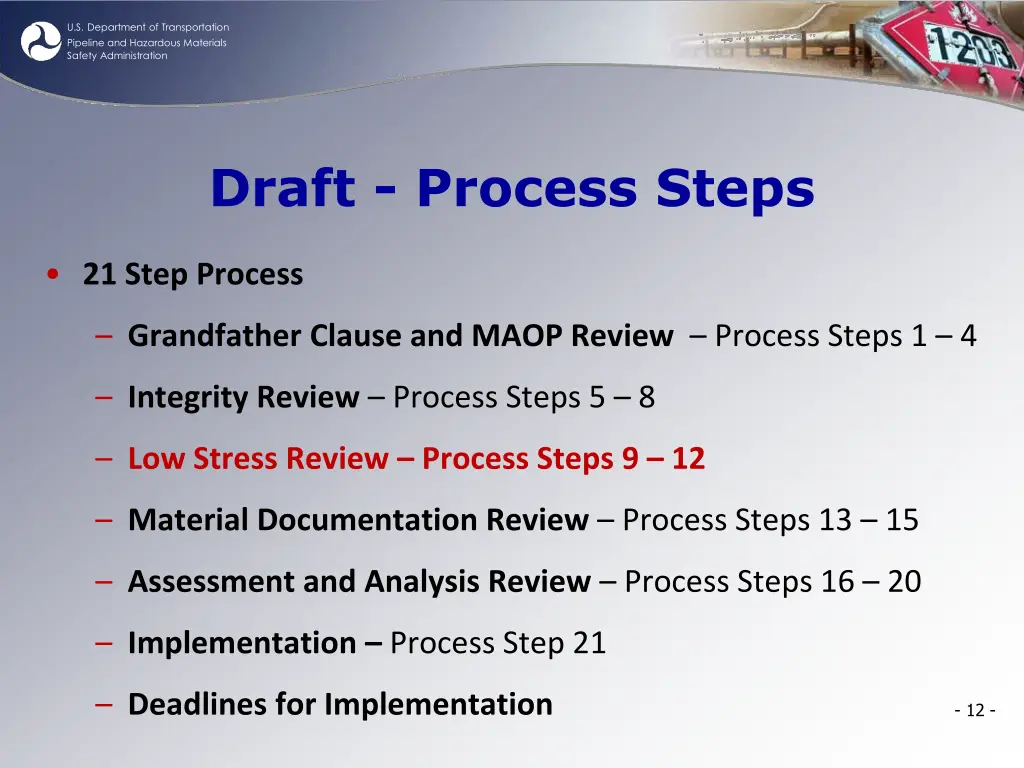 u s department of transportation pipeline 11