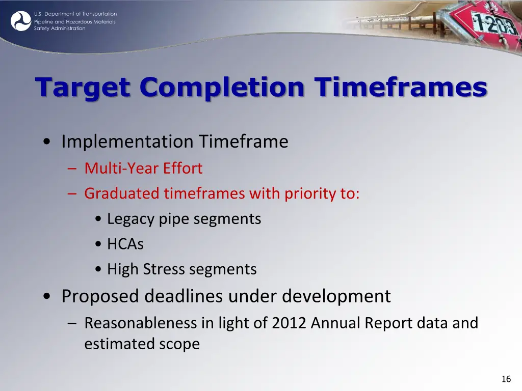 u s department of transportation pipeline 15