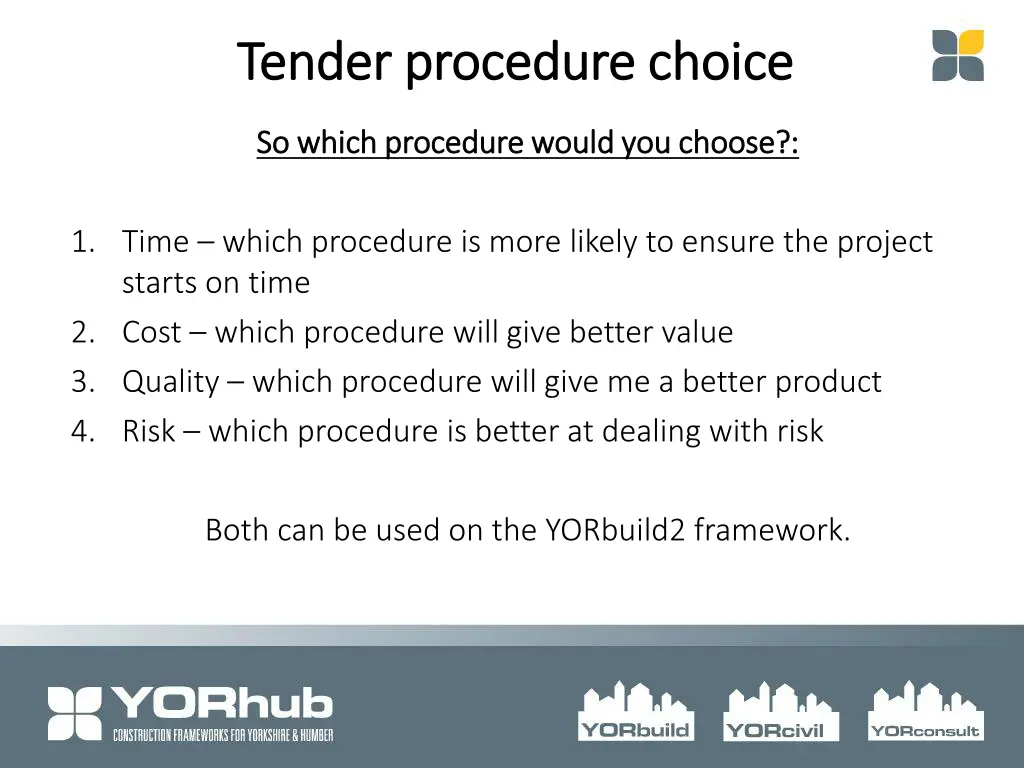 tender procedure choice tender procedure choice