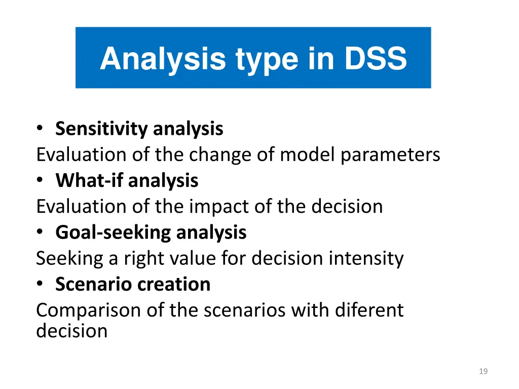 analysis type in dss