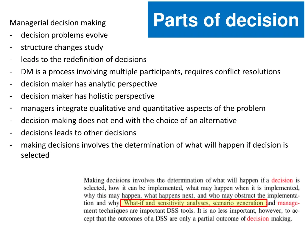 parts of decision