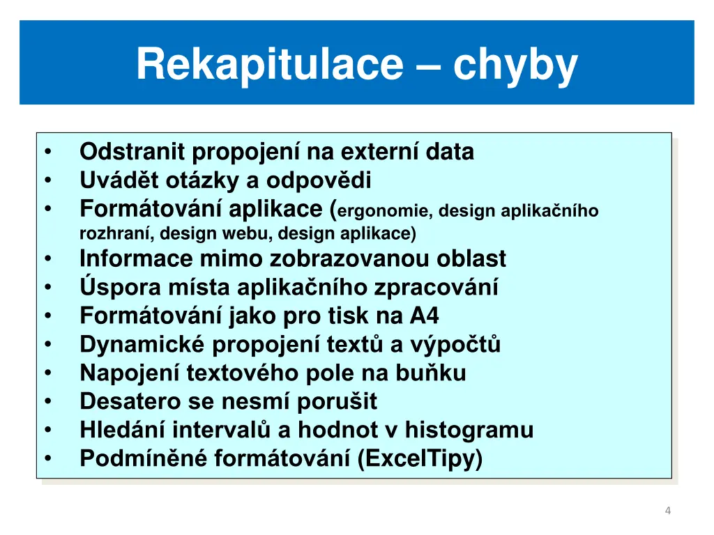 rekapitulace chyby
