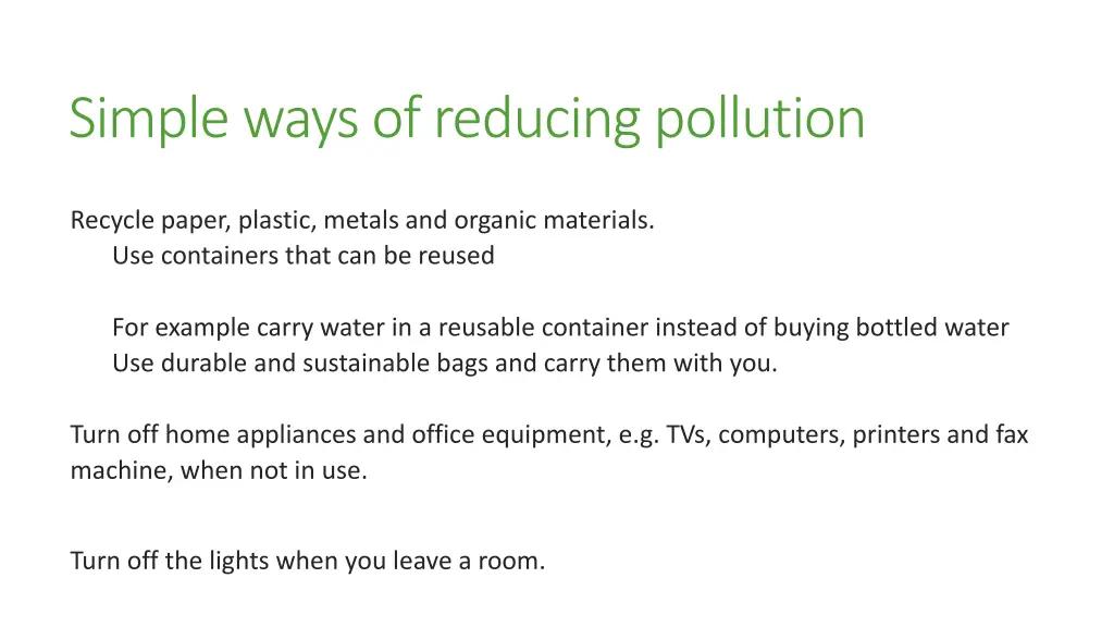 simple ways of reducing pollution