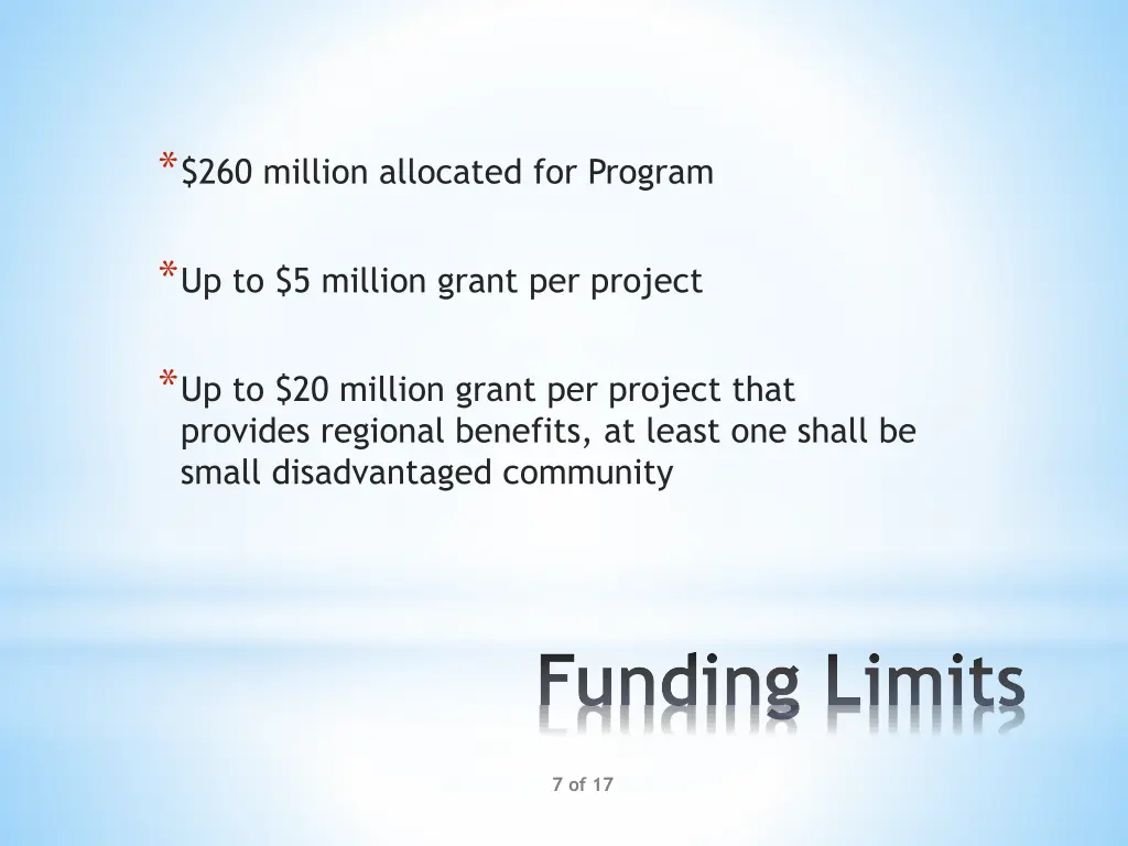260 million allocated for program