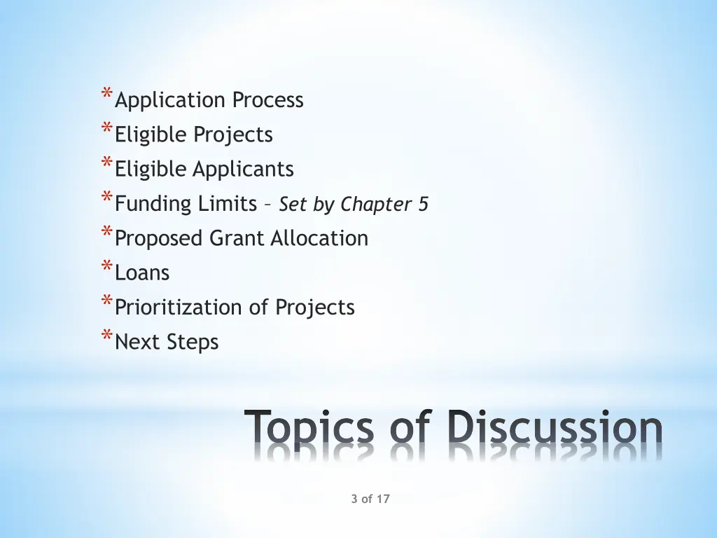 application process eligible projects eligible