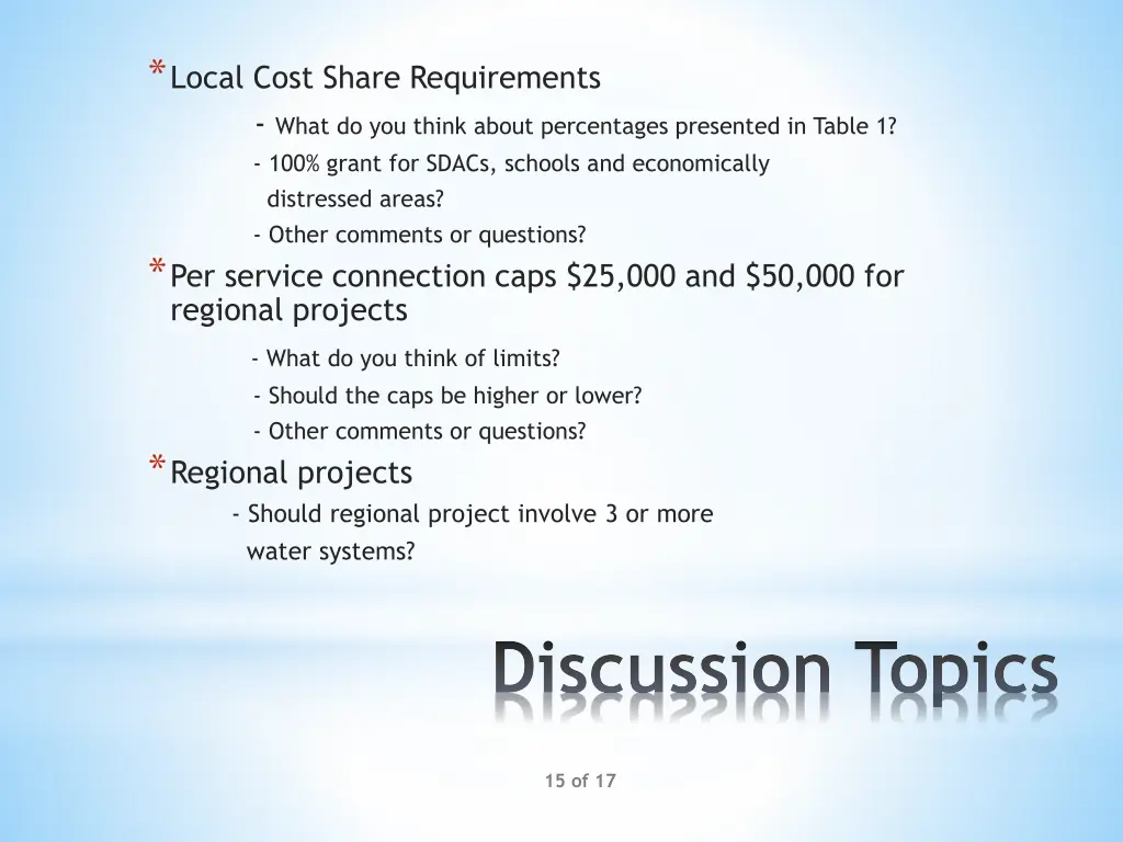 local cost share requirements what do you think