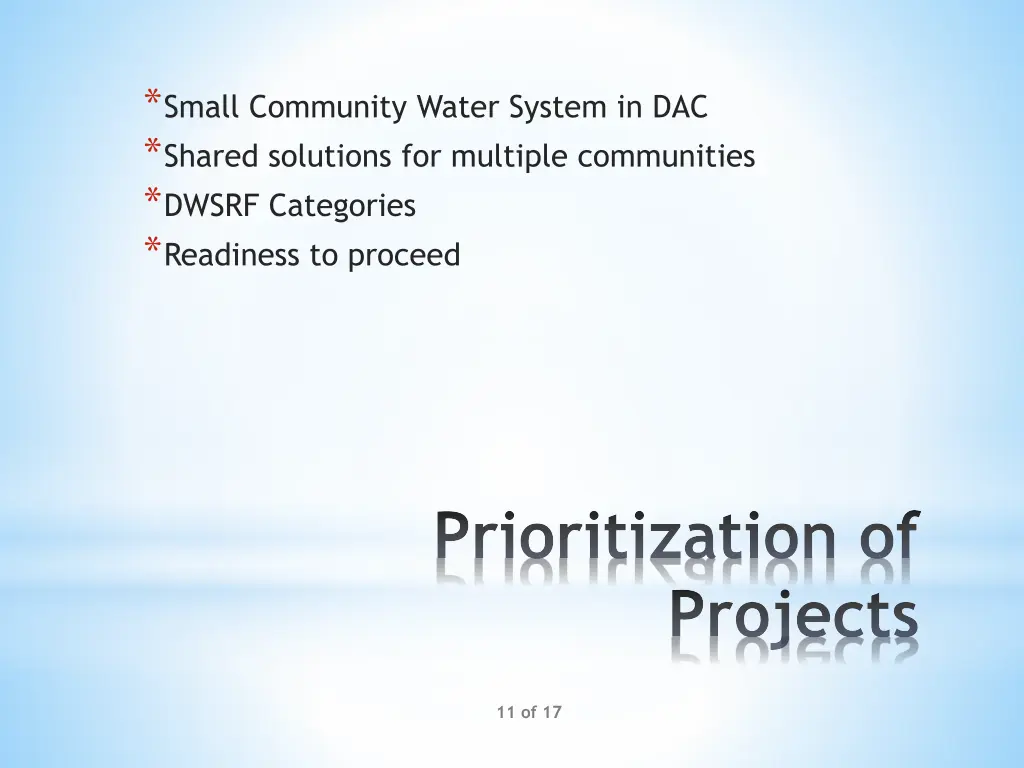 small community water system in dac shared