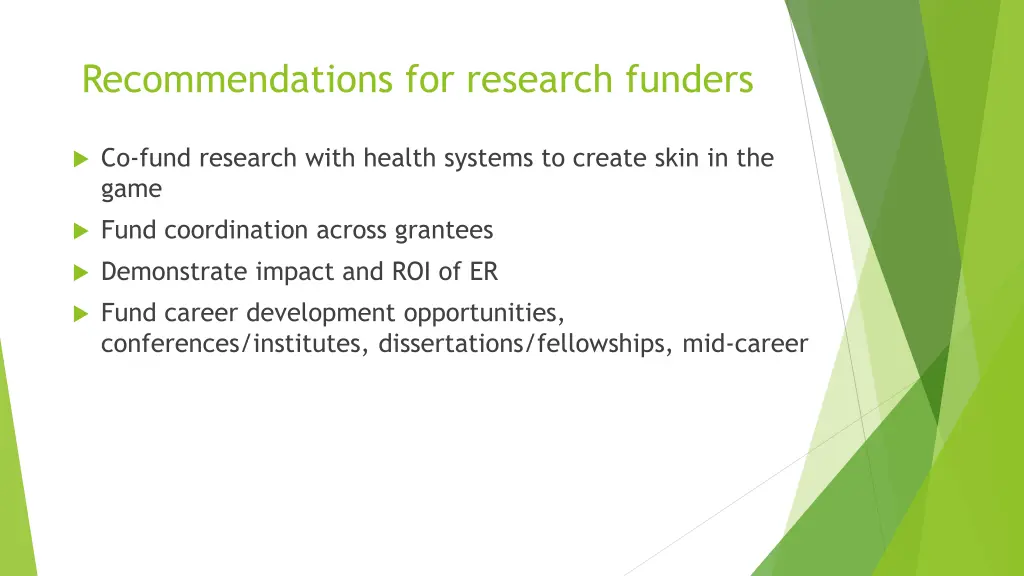 recommendations for research funders