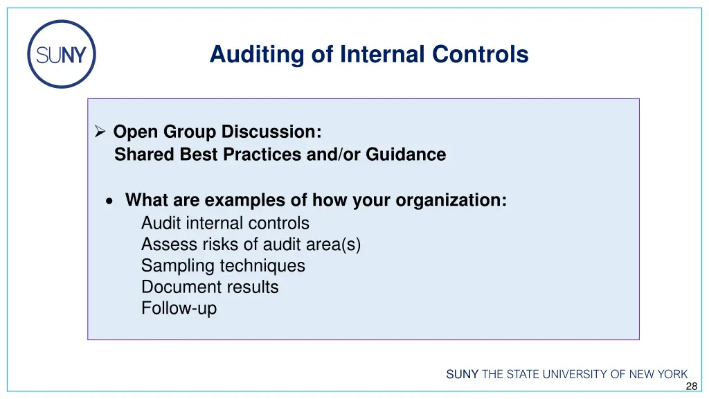 auditing of internal controls
