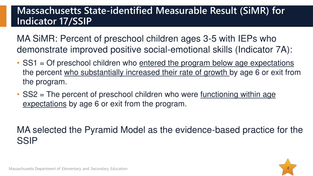 massachusetts state identified measurable result