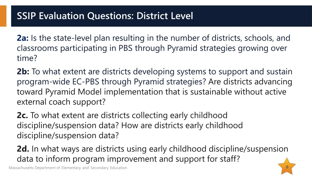 ssip evaluation questions district level
