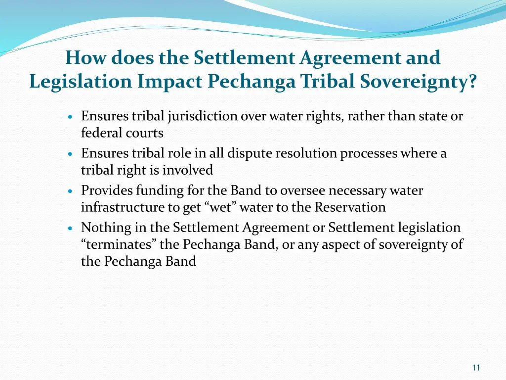 how does the settlement agreement and legislation