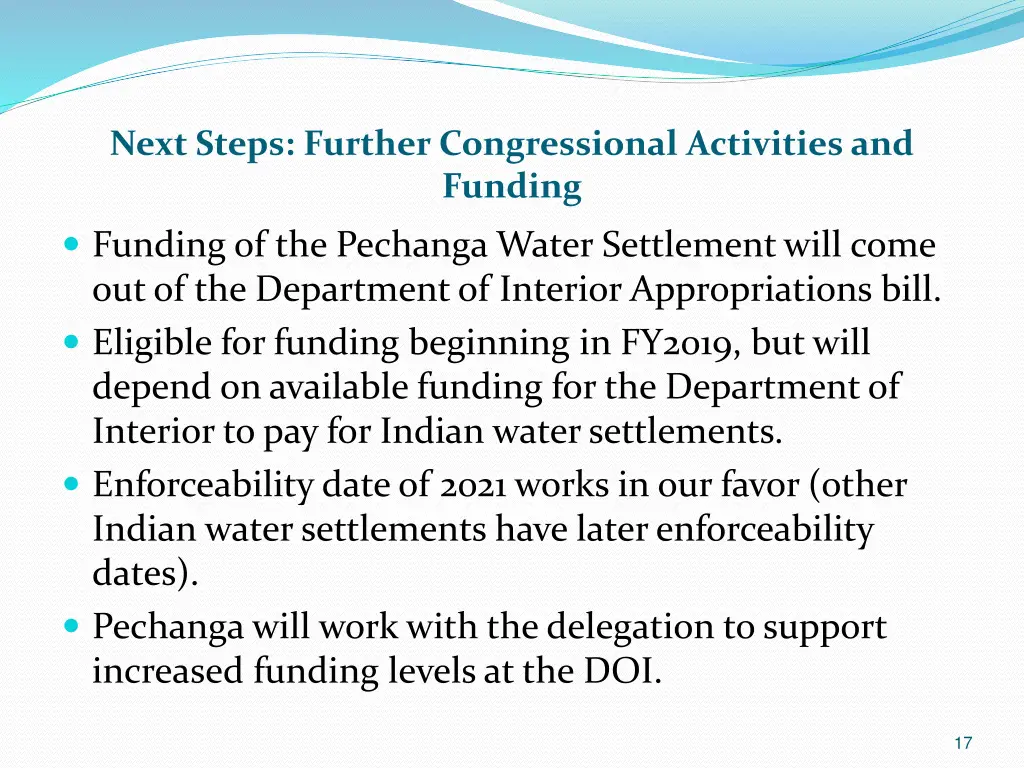 next steps further congressional activities 1
