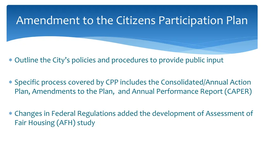 amendment to the citizens participation plan