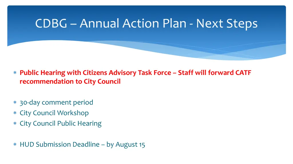 cdbg annual action plan next steps