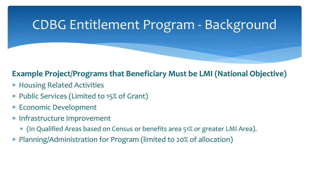 cdbg entitlement program background