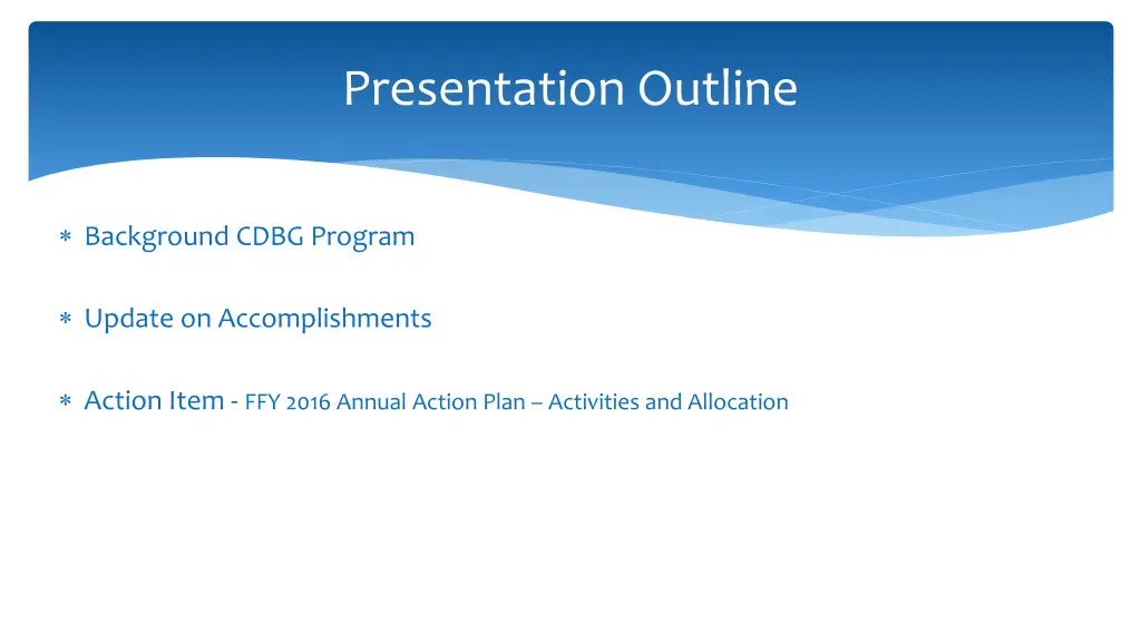 presentation outline