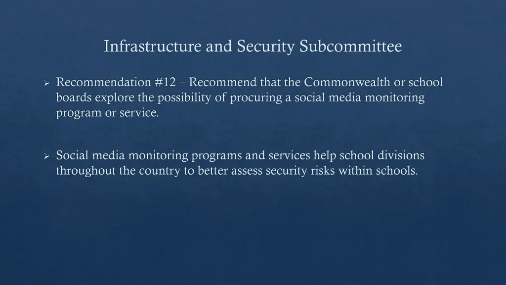 infrastructure and security subcommittee 11